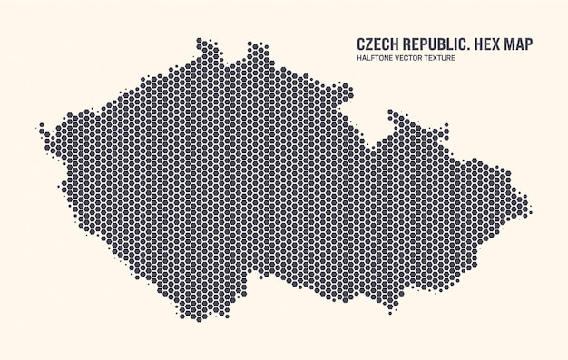 Czech Republic Map Vector Hexagonal Half Tone Pattern Isolated On Light Back