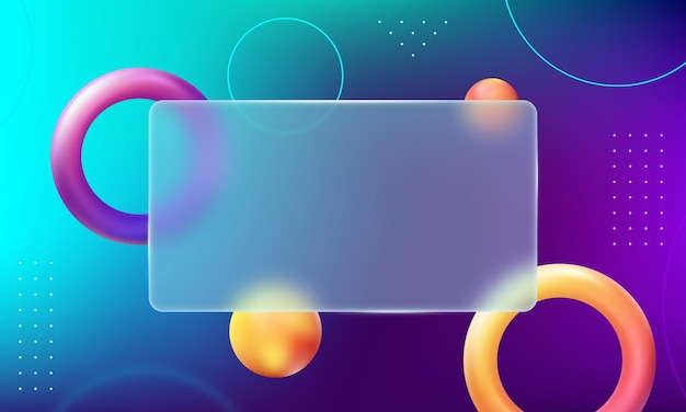 D creative gradient glassmorphism background design with transparent glass frame with colorful