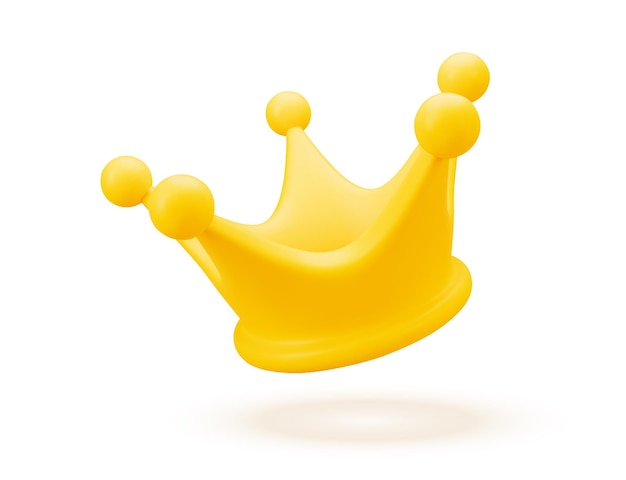 d gold crown icon isolated on white render golden crown symbol rating or status signs realistic
