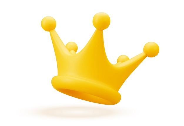 d gold crown icon isolated on white render golden crown symbol rating or status signs realistic