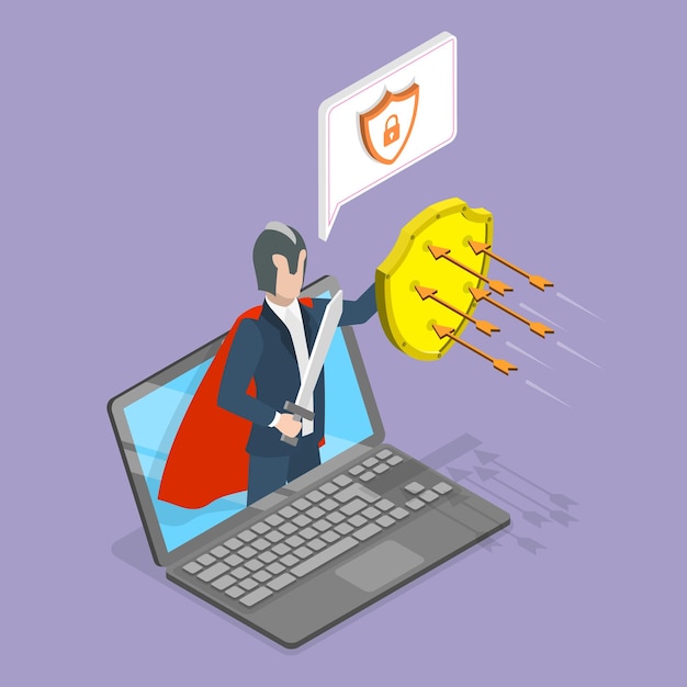 D isometric flat vector illustration of cyber security protection digital privacy and encryption