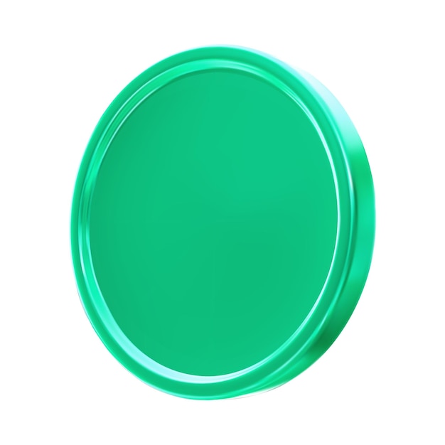 D render realistic emerald green metal coin blank medal vector illustration isolated