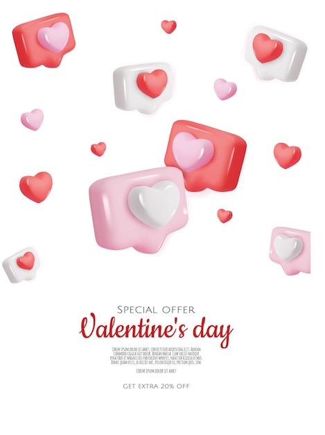 d vector icon message dialog button with heart realistic elements for design isolated object on