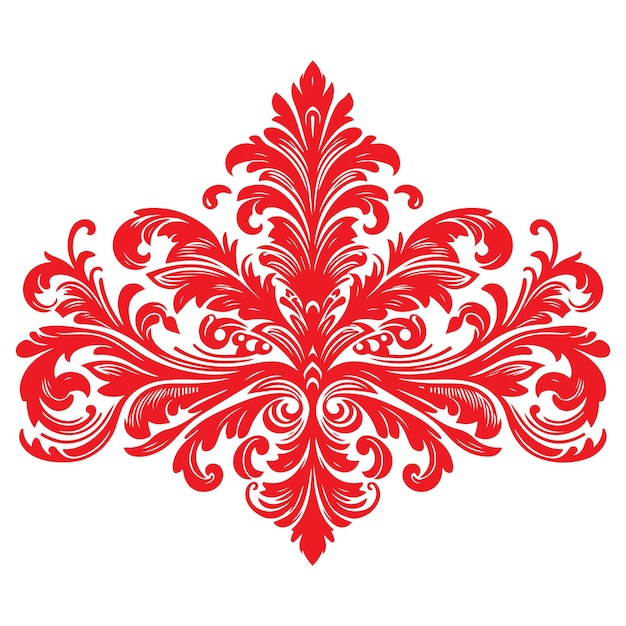 damask red color element oriental vector isolated white background