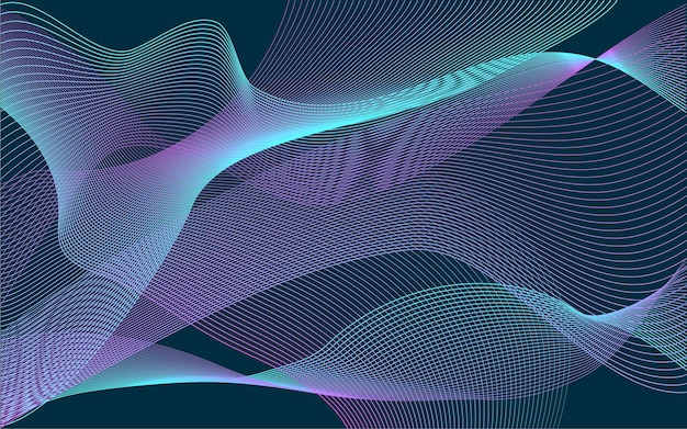 Dark Abstract background of fine lines in minimalist style with bright gradient Vector design created using Blend Tool