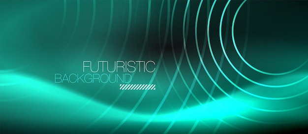 Dark abstract background with glowing neon circles