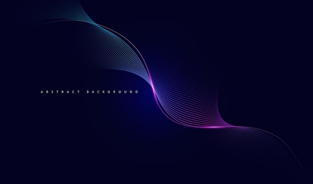 dark abstract glowing wave lines vector background