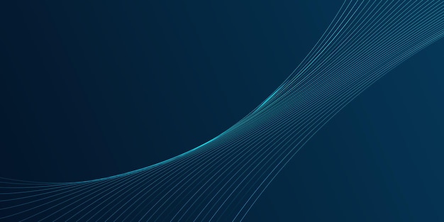 dark blue abstract background futuristic technology lines background with wavy light effect vector