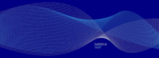 Dark blue airy particles flow vector design abstract background with wave of flowing dots array digital futuristic illustration nano technology theme