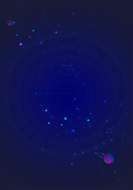 Dark blue dot line cosmic sky and whirlpool science and technology sense background