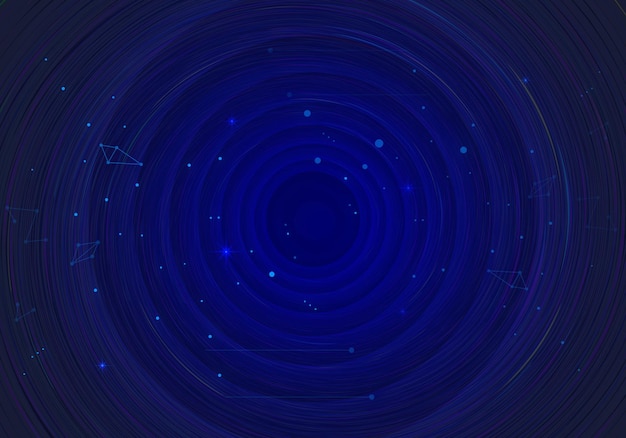 Dark blue dot line cosmic sky and whirlpool science and technology sense background
