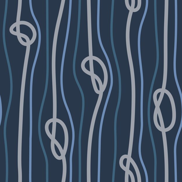 DARK BLUE SEAMLESS VECTOR BACKGROUND WITH VERTICAL ROPES AND KNOTS