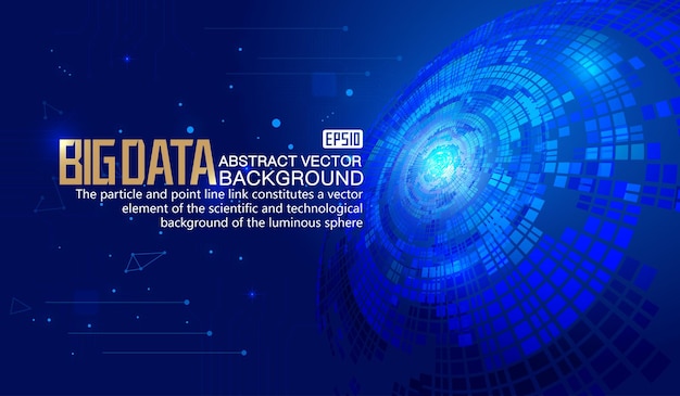 Dark blue spiral wheel big data technology vector background