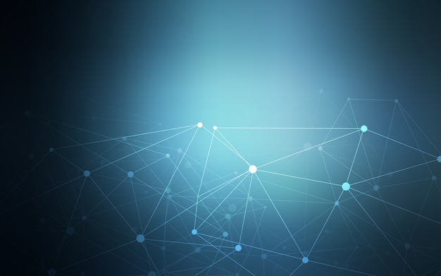 dark blue vector background with dots and lines