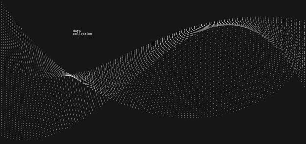 Dark grey airy particles flow vector design abstract background with wave of flowing dots array digital futuristic illustration nano technology theme