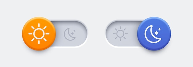 Dark mode and light mode toggle switch buttons Material design slider switch buttons set
