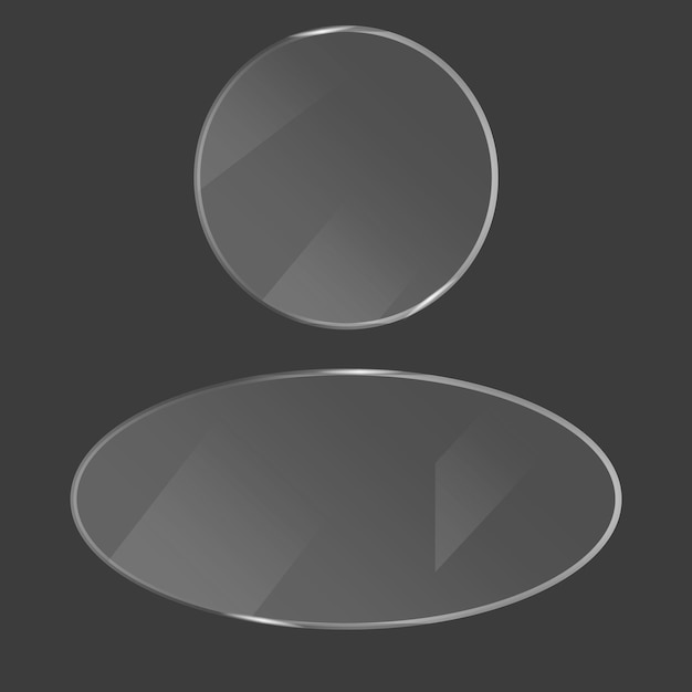Dark monochrome background Circle above ellipse Transparent glass appearance