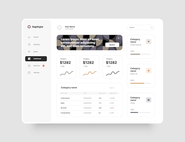 Dashboard design desktop app with ui use for web application or website