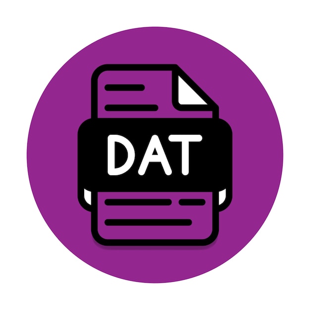 Dat document file type icon files and extension format icons with a yellow background