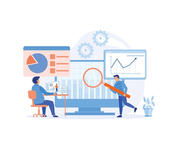Data analysis for finance investment business people team working on monitor graph dashboard
