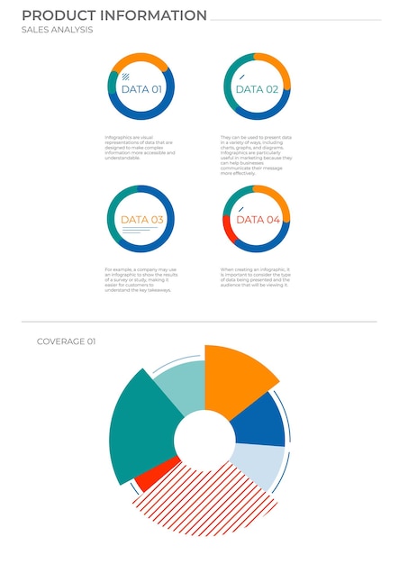 Data analysis pie charts in color finance elements charts