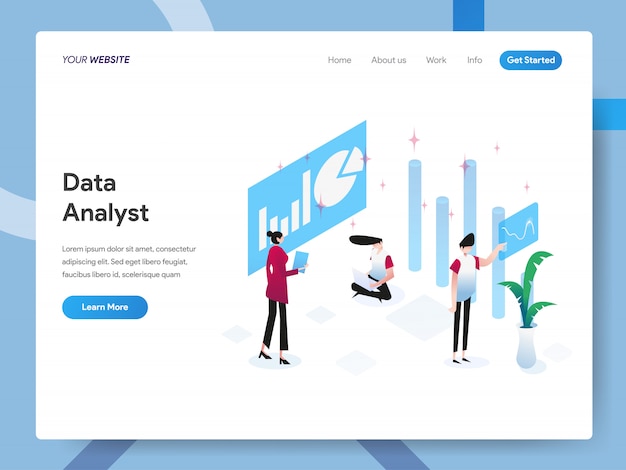 Data Analyst Isometric Illustration for website page