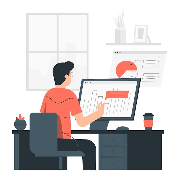 Data Analyst working on his computer