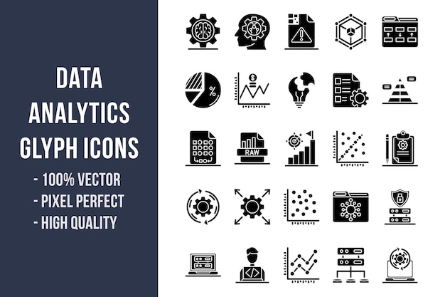 Data Analytics Glyph Icons