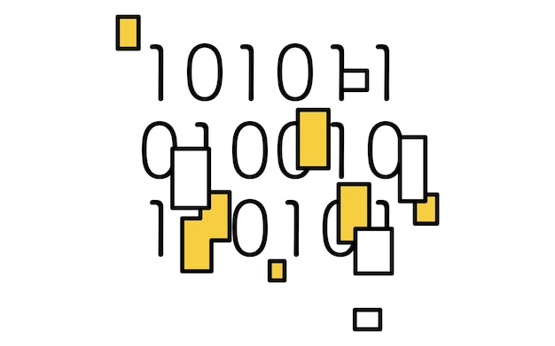Data and password encryption line icon with binary code and padlock symbol
