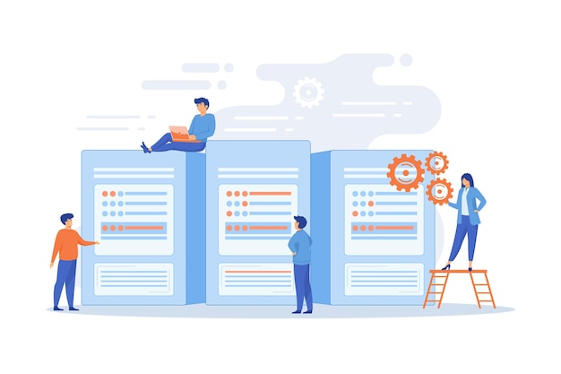 Data center, centralized computer system, remote data storage concept.