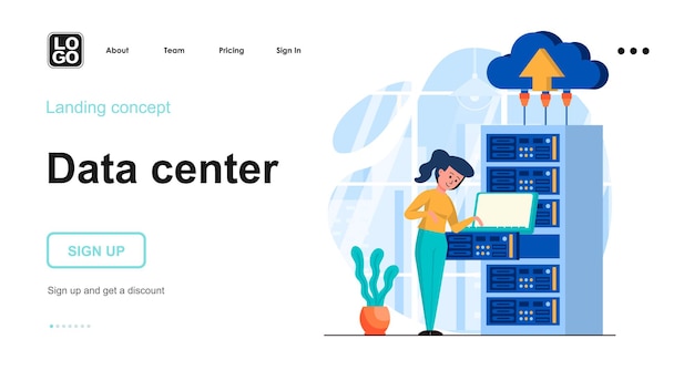 Data center flat design concept