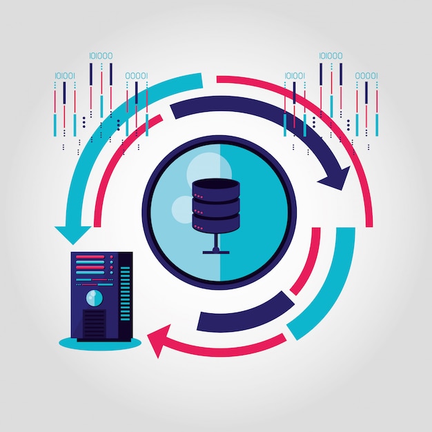 data center service with arrows