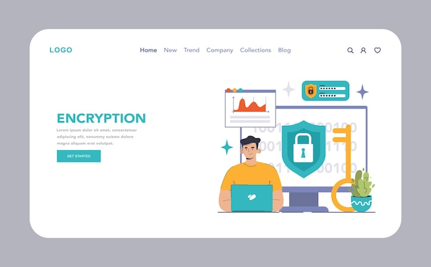 Data encryption web or landing personal information internet access or database protection cyber