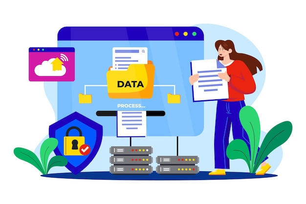 Data Entry flat illustration concept on white background