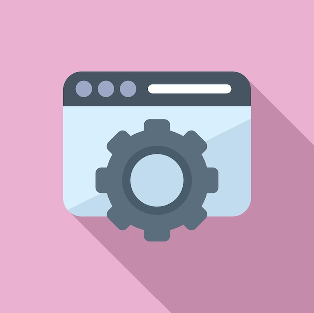 Data gear website icon flat vector Internet server Team seo coder