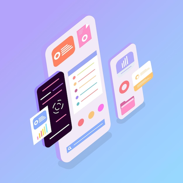 data graphic in laptop and smartphone for success modern business data resources