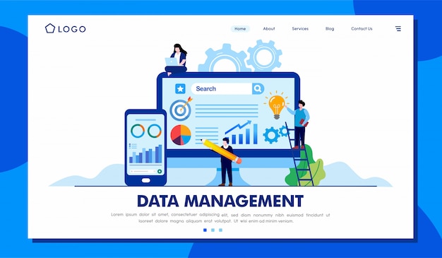 Data Management Landing Page Illustration Template