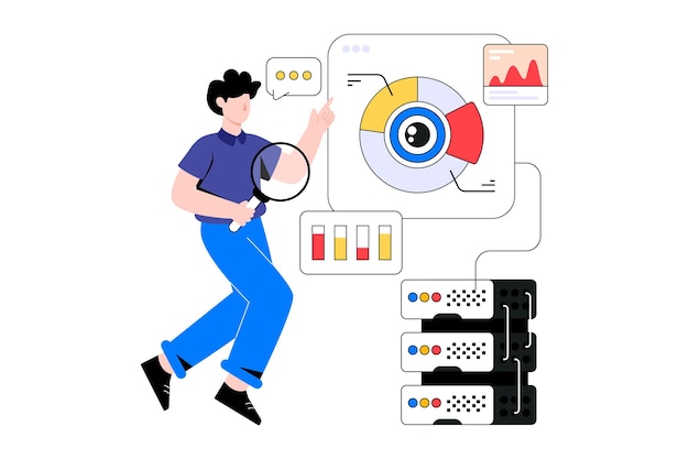 data monitoring flat style design vector illustration. stock illustration