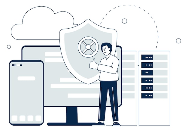 Data protection concept Cloud services and devices security