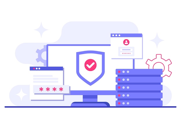 data protection flat illustration vector template cyber security network security