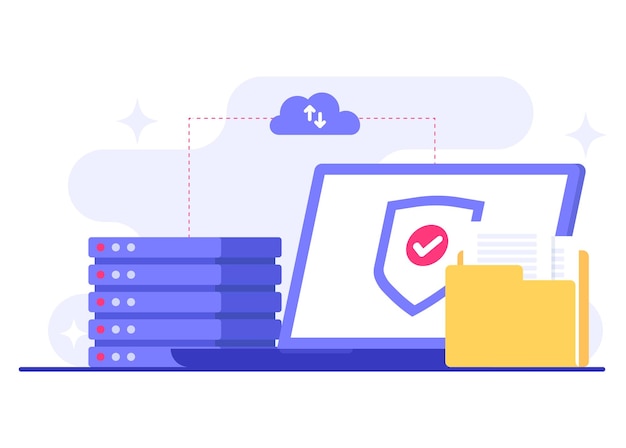 Data protection flat illustration vector template Cyber security Network security
