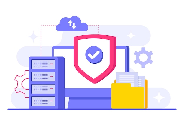 data protection flat illustration vector template cyber security network security