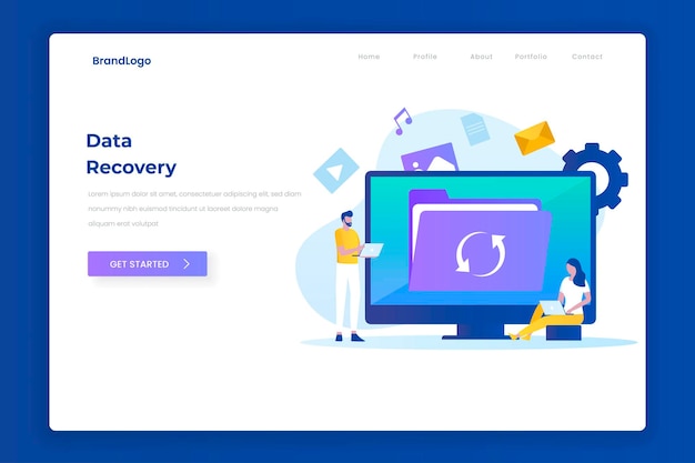 data recovery illustration design concept landing page. illustrations for websites, landing pages, mobile applications, posters and banners.