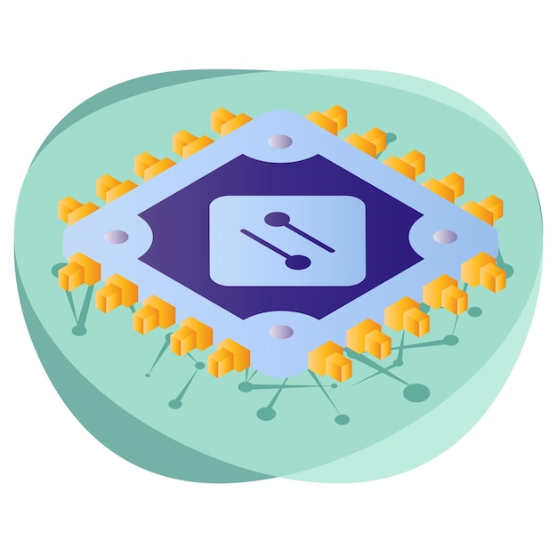 Data science In memory processing isometric Concept artificial intelligence machine unit Vector
