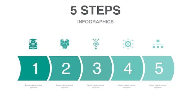 Data science machine learning Algorithm Big Data Classification icons Infographic design template Creative concept with 5 steps