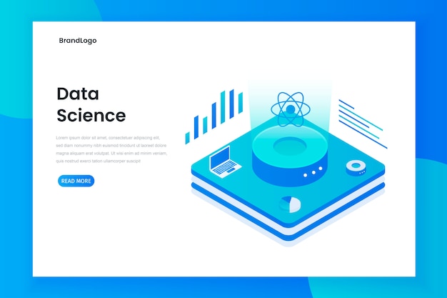 data science technology in isometric vector illustration