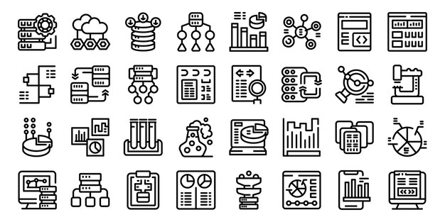 data scientist icons set outline vector man research man analyst expert