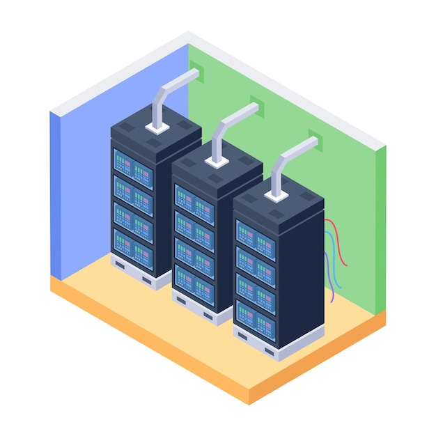 Data Servers Isometric Icons