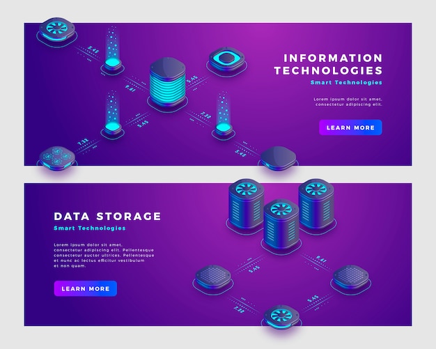 data storage and information technology concept banner template.
