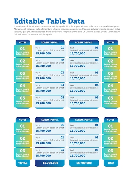 Data Table Template Infographic